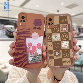 แบบนิ่ม เคส Samsung A52 A32 A12 A51 A03S A10S A50 A20S J7 Prime A02S A20 A72 A50S A10 A30S A52S A30 M12 M10 M01S A54 A15 A16 A9 A5 Y12 Y20 A12 เคสลายการ์ตูนหมี ช็อคโกแลต หัวใจ เคสสําหรับ เคสโทรศัพท์มือถือคู่รัก