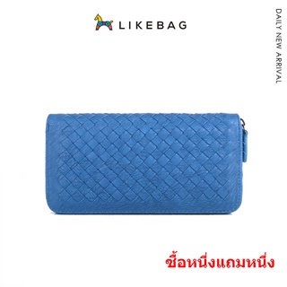 Likebag  Spot Woven Long Wallet กระเป๋าสตางค์ผู้หญิงทอแบบมัลติฟังก์ชั่น