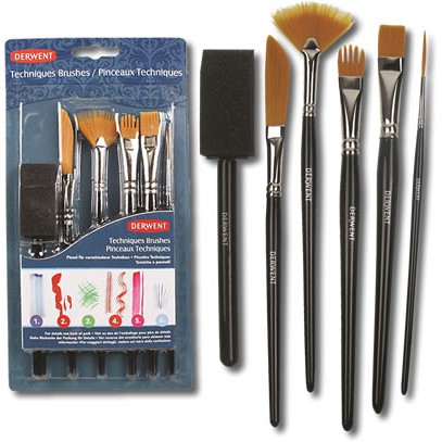 [Pre order 3-5วัน] ชุดพู่กันเทคนิค Derwent 6ชิ้น derwent techniques brushes 2302003