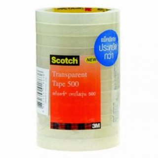 เทปใส Scotch Transparent Taps 500  3M เทปใสสก็อตซ์ 12มม.x33ม.แกน3นิ้ว (12ม้วน/แพ็ค)