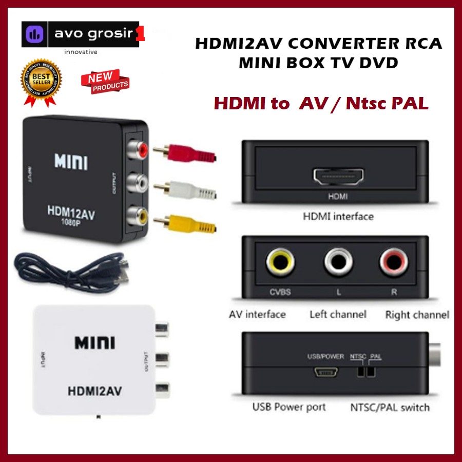 ตัวแปลง HDMI เป็น AV / ตัวแปลง RCA MINI BOX HDMI2AV