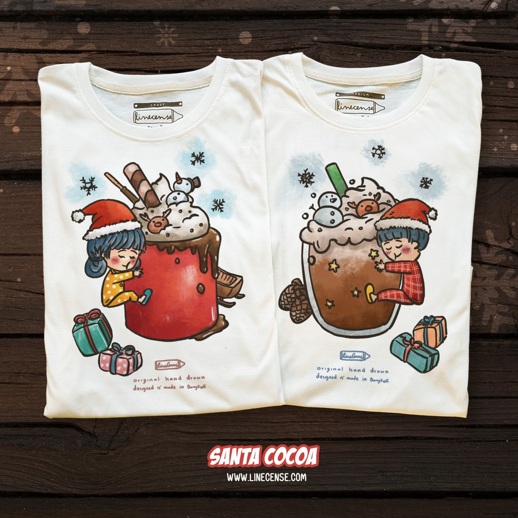 Cocoa X'mas Boy & Girl t-shirt เสื้อยืด ลายโกโก้ ชอคโกแลต เสื้อคู่ เสื้อครอบครัว
