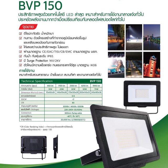 โคมไฟสปอร์ตไฟล์ ฟิลลิปรุ่น BVP 150 50วัตต์เดย์