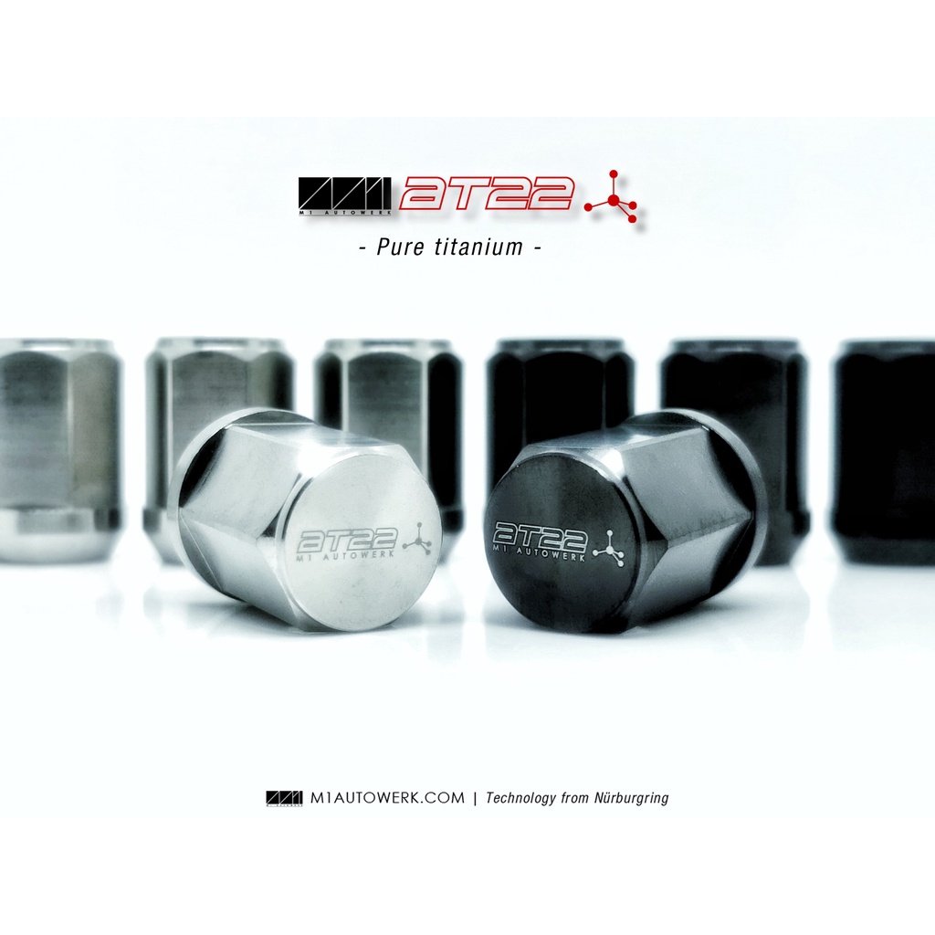 น๊อตล้อไทเทเนี่ยมแท้ M14x1.5 M1TUNER AT22 จำนวน 20 ตัว for Tesla, BYD Seal, Mustang, CRV G6 น็อตล้อ