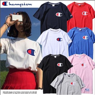 [Ready Stock] เสื้อยืดคอกลมแขนสั้นปักลายโลโก้ Champion