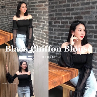 Minus110.bkk | BLACK CHIFFON BLOUSE 🖤 #MNB0003 เสื้อ เก็บทรง สวย หรู ดูแพง ใส่ง่าย สบาย คาเฟ่ ดินเนอร์ กางเกงยีนส์