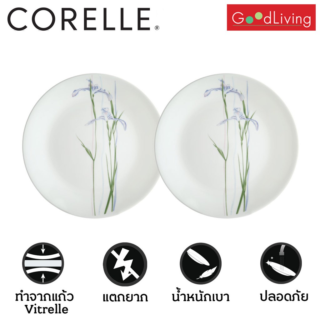 Corelle จานอาหาร ขนาด 8.5 (21 cm.)ลาย Shadow lris 2 ชิ้น /C-03-108-333-2