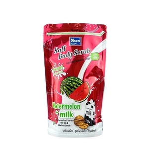 Yoko Gold Salt Body Scrub Watermelon + Milk : โยโกะ โกลด์ เกลือขัดผิว แตงโมผสมนมฮอกไกโด x 1 ชิ้น @svl