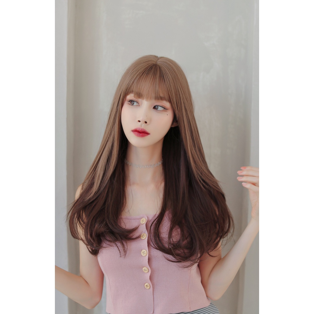 วิกผม วิกผมหน้าม้าทูโทน2สีตรงยาวตรงยาวสไลด์ดูเป็นธรรมชาติสินค้าสวยตามภากไหมด้านอย่างดี แถมเน็กคลุมค่ะ สินค้าส่งในไทย