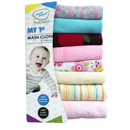 [RANDOM DESIGN] Simple Dimple Wash Cloth Set 8 ชิ้น Assorted Design (9 นิ้ว x 9 นิ้ว)