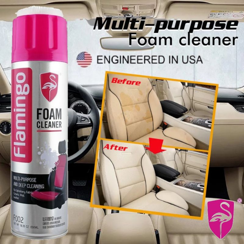 🇺🇸Flamingo Foam Cleaner สเปรย์ทำความสะอาด ขจัดคราบสกปรก เบาะรถยนต์ เบาะหนัง เบาะกำมะหยี่ โซฟา