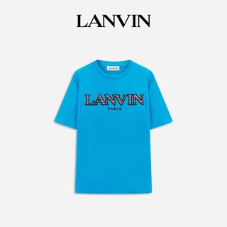 Lanvin เสื้อยืดแขนสั้นลําลอง ผ้าฝ้าย พิมพ์ลายโลโก้ แฟชั่นฤดูใบไม้ผลิ สําหรับผู้ชายS-5XL