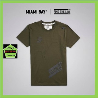 Miami bay เสื้อคอกลม ชาย  รุ่น Find the line สีเขียวขี้ม้า