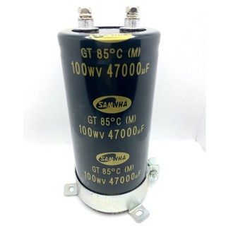 Capacitor  ยี่ห้อ SAMWHA ของแท้ ค่า 47000uF/100V. พร้อมเข็มขัด