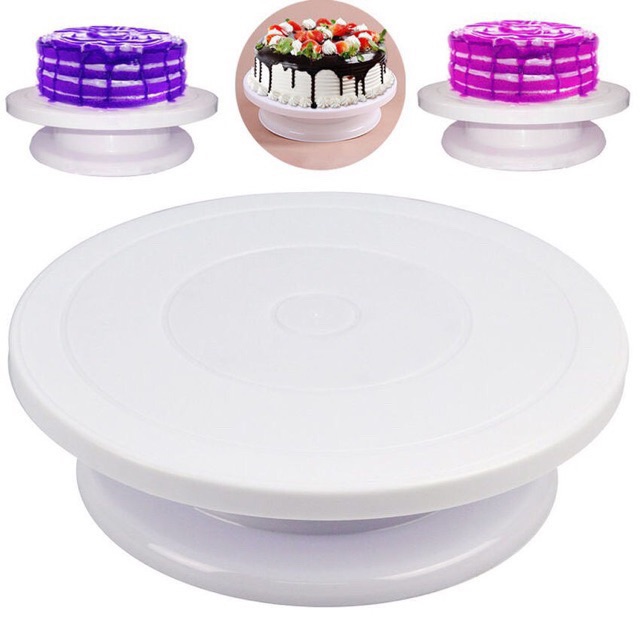 แป้นหมุนแต่งหน้าเค้ก แท่นแต่งเค้ก ขนาดใหญ่สีขาวแถมยางกันลื่น 🔥รับชำระเงินปลายทาง🔥 - รูปที่ 2