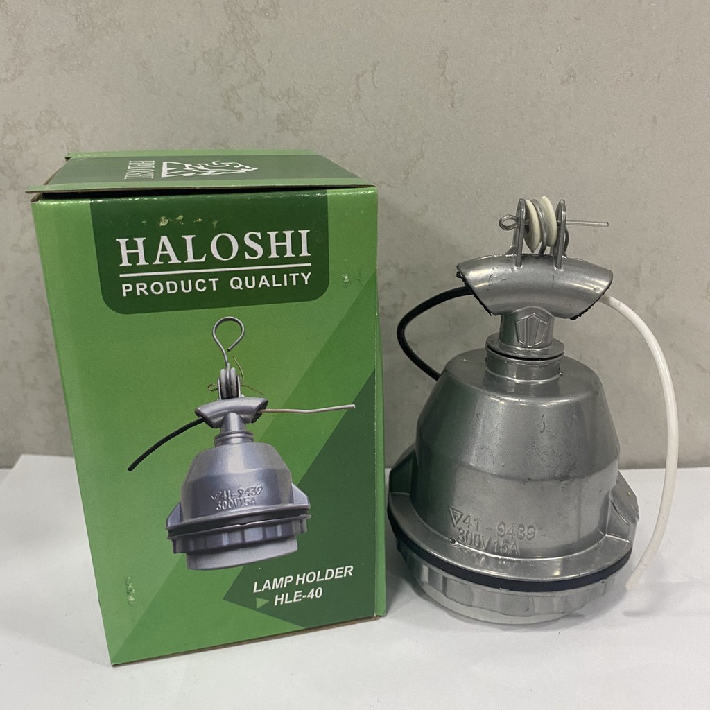 Haloshi ขั้วอลูมิเนียม กันน้ำ เกลียว E40 พร้อมสาย 12 CM ขั้วตุ๊กตา สีเทา ขั้วห้อยโคมไฟ ขั้วมิเนียม ขั้วไฟ