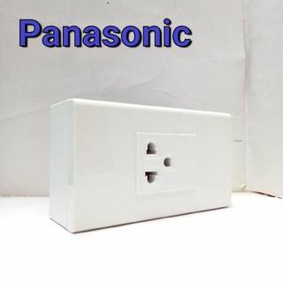 Panasonic (พานาโซนิก) 1 ปลั๊กกราวด์ เดี่ยว หน้ากาก 2 ช่อง กลาง พร้อมบล็อกลอยติดผนัง 2 x 4 พร้อมจัดส่ง