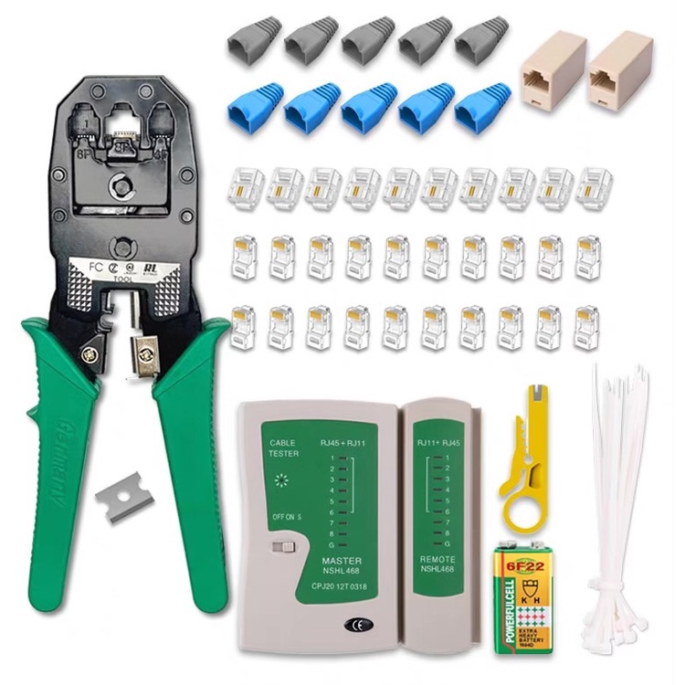 คีมย้ำสายแลน เครื่องทดสอบสายเคเบิลเครือข่าย Network Cable Tester Test Tool RJ45 RJ11 RJ12 CAT5 CAT6