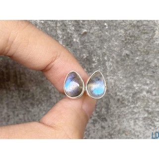 ต่างหูเงินแท้ 92.5% พลอยลาบราโดไรท์ Labradorite Earring Stud