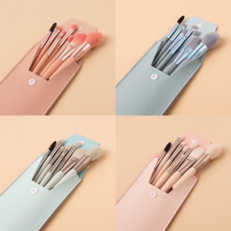 B-11 สินค้าพร้อมส่ง ⚡️ชุดแปรงแต่งหน้า 8 ชิ้นพร้อมถุง ขนาดพกพา​ ​ปัดแก้ม ทาตา คิ้ว และปาก ขนแปรงนุ่ม ไม่ทำร้ายผิว ราคา ถูกที่สุด ดีลบีเคเค แกลเลอรีภาพที่ 3