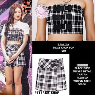 (ทั้งร้าน 150฿) กระโปรงลายสก็อตแบบเจนนี่ black pink / itzy