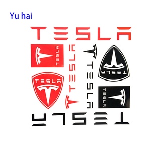 Tesla อุปกรณ์เสริมSet of 8 for  Tesla Stickers Car Lato Bumer Sticker Vinyl Decalอะไหล่รถยนต์