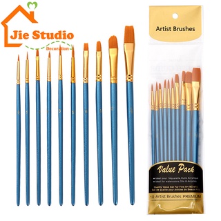 🔥Ready Stock🔥High Quality One Set of 10 Painting Brush 4 Types of Nib Oil Watercolor Brush