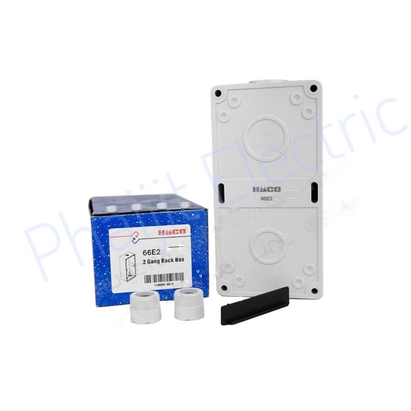 Haco 66E4 aกล่องกันน้ำ/ฝุ่น อุปกรณ์เพิ่มความปลอดภัย/เต้ารับ 4ช่อง 66E4 (HACO) Mounting Enclosure Wit