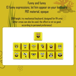 -LW- ปุ่มกดคีย์บอร์ด PBT ลายการ์ตูน Spongebob OEM R4 DIY