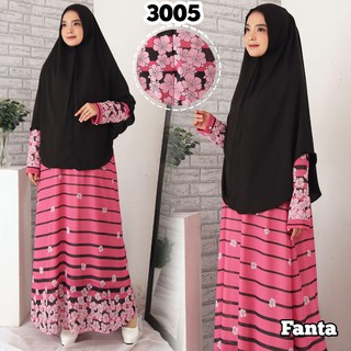 ชุดเสื้อเชิ้ต Hitjab Shari SyarI Gamis Cerutti Robe 3005 ลายดอกไม้