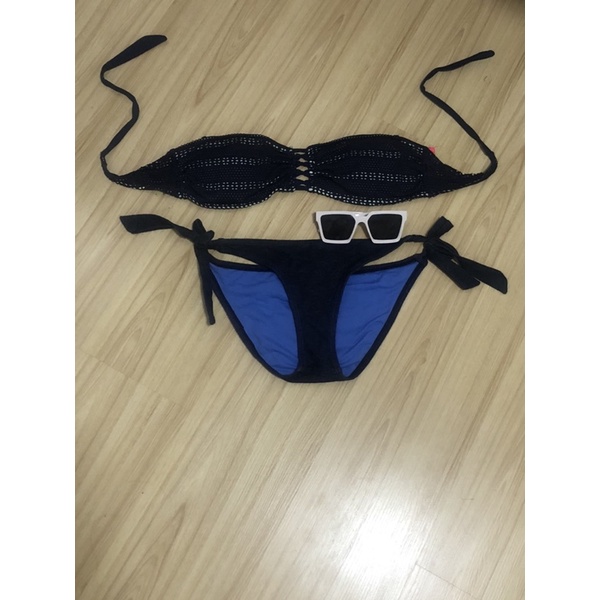 บิกินี่ บีกีนี่ bikini bikiny สีกรม น้ำเงิน ตาข่าย ซีทรู ป้ายARDENE SWIM ผูกหลัง ชุดว่ายน้ำ เซ็กซี่ 