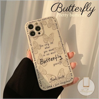 iPhone 6 6S 8 7 Plus 11 12 Pro Max iPhone 13 Pro Max X XS XR SE 2020 INS Stone White Pretty Butterfly Case Back Phone Cover Straight Cube Soft Case