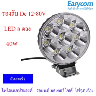 ไฟฉุกเฉิน ไฟสปอร์ตไลท์ รถยนต์ ไฟหน้ารถ ไฟท้าย ไฟช่วยตัดหมอก 12V-80V 40w เเสงขาว แบบกลม LED SPOT BEAM