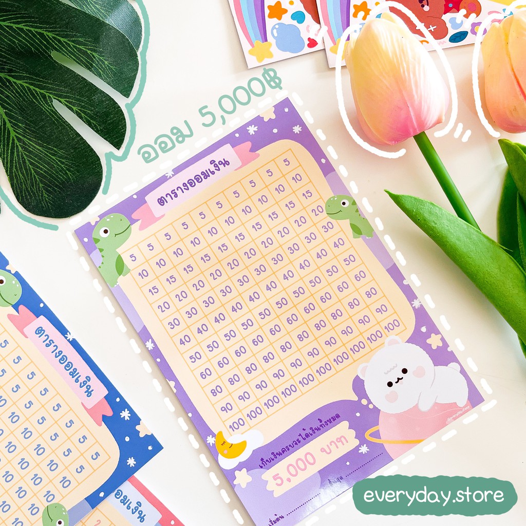 Everyday ? ตารางออมเงิน ลาย Polar Bear ขนาด A6 (สั่งขั้นต่ำ 2 แผ่น)