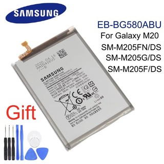 แบตเตอรี่ทดแทนEB-BG580ABUสำหรับSamsung Galaxy M20 M30 SM-M205Fของแท้แบตเตอรี่5000MAh