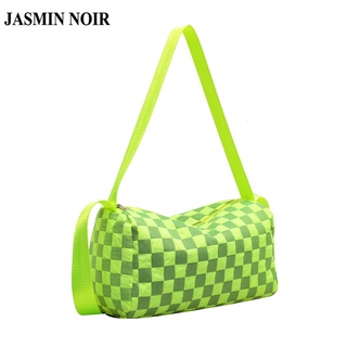 Jasmin NOIR กระเป๋าสะพายไหล่ กระเป๋าถือ ลายสก๊อต เรียบง่าย สําหรับสตรี