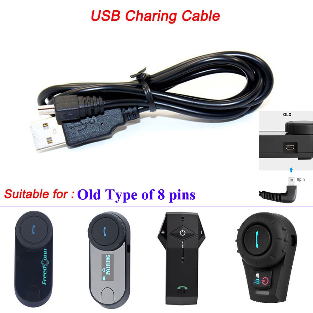 Freedconn T-COM COLO อุปกรณ์ชาร์จ 8pins USB สายชาร์จชุดสําหรับ T-COMVB T-COMSC FDC-01VB COLO รถจักรยานยนต์บลูทูธ Intercom