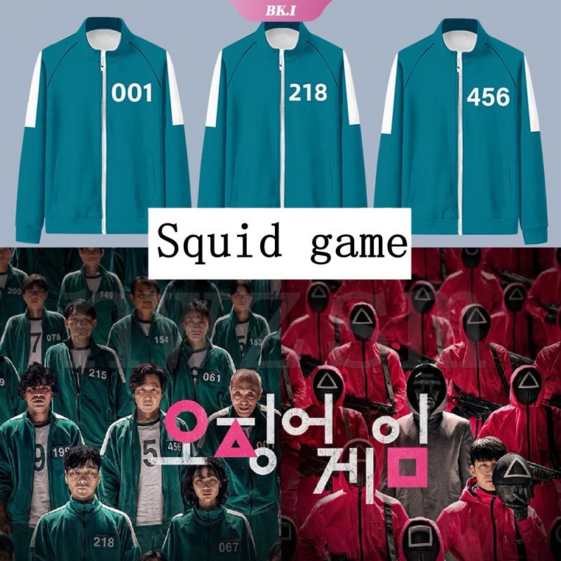 เกาหลี Suspense Teleplay Squid เกมคอสเพลย์เครื่องแต่งกาย Li Zhengjae เดียวกันเสื้อยืดกางเกงขาสั้น 45