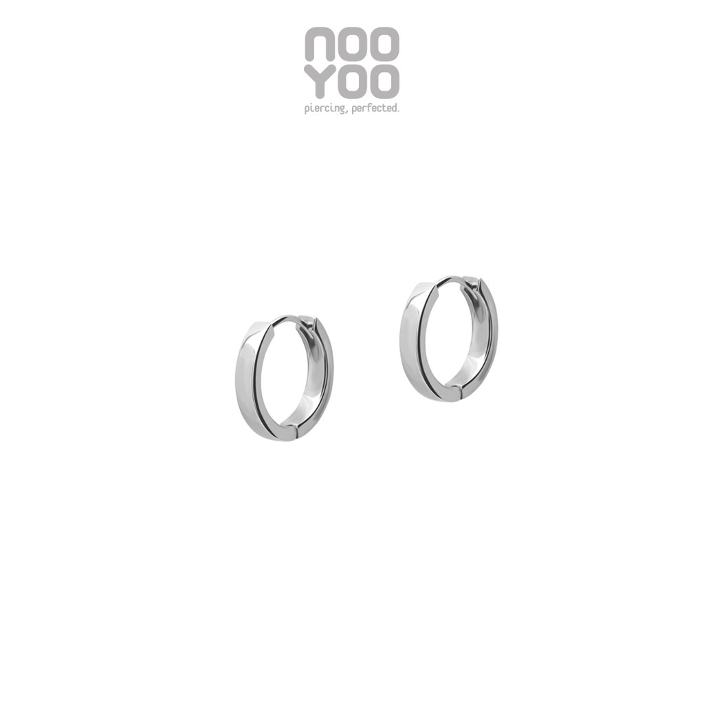 NooYoo ต่างหูสำหรับผิวแพ้ง่าย Hoop Plain Surgical Steel รุ่นห่วงใหญ่ (สีเงิน/สีทอง)