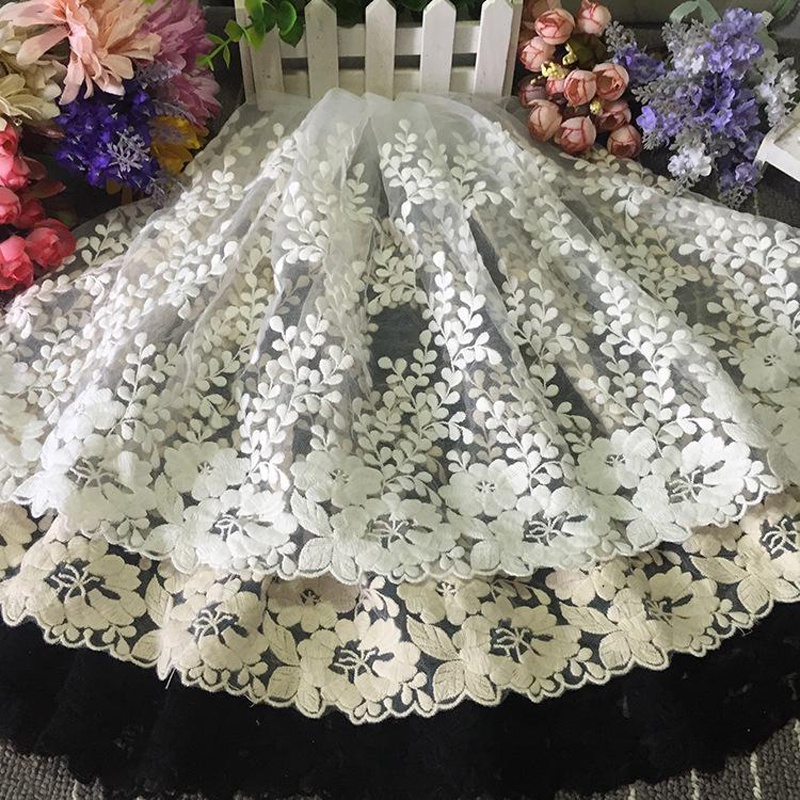 ริบบิ้นผ้าลูกไม้ สีขาว กว้าง 32 ซม. 1 หลา สําหรับตกแต่งผ้าม่าน DIY