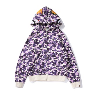 ❤❀ [พร้อมส่ง] ❤ Bape เสื้อคาร์ดิแกนกันหนาว แขนยาว มีฮู้ด ผ้าฝ้าย ลายพรางไดโนเสาร์ ฉลาม แฟชั่น สําหรับทุกเพศ