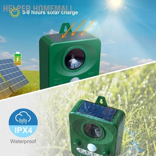 Helper Homemall เครื่องอัลตราโซนิกไล่สัตว์ พลังงานแสงอาทิตย์ พร้อมไฟกระพริบ Led