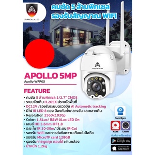 กล้องวงจรปิดรองรับสัญญาณWIFI ความคมชัด5MP APOLLO-WFP05