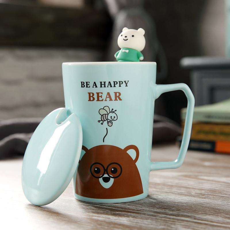 แก้วกาแฟ แก้วเซรามิก มีหูจับ 350 ml ลายการ์ตูนน่ารัก ใส่ร้อนได้ พร้อมส่ง