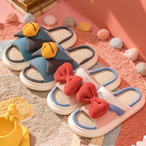 🎀เพิ่มสีใหม่🎀(SH-1-14) รองเท้าแตะลินินญี่ปุ่น รองเท้าใส่เดินในบ้าน สลิปเปอร์ slippers แบบหนา นิ่มใส่สบาย กันลื่น น่ารัก