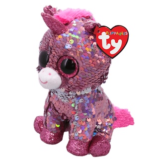 TY ตุ๊กตา ทีวาย SPARKLE - pink sequin unicorn med