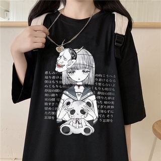 เสื้อยืด 2021 ฤดูร้อนสไตล์สาวน้อยการ์ตูนญี่ปุ่นลำลองยืดฮาราจูกุหลวมแขนสั้นสีดำ bottoming เสื้อ y2k