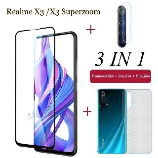 (3in1) ฟิล์มกระจกนิรภัย + ฟิล์มกันรอย + ฟิล์มป้องกันเลนส์ สำหรับ Realme X3 SuperZoom / C2 2020 C3