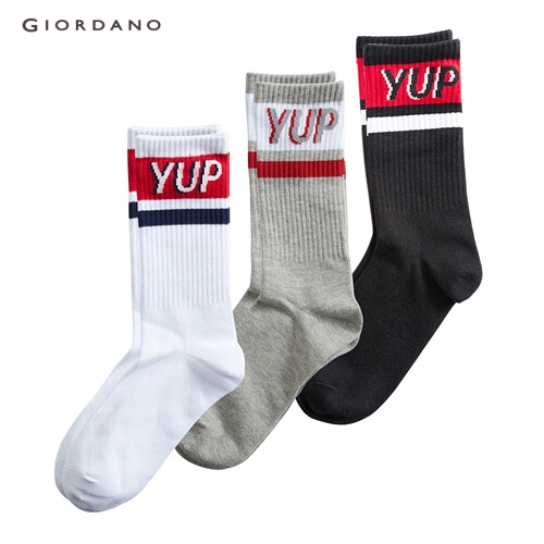 GIORDANO MEN Pack of 3 pairs letter contrast ribbed stockings 13159006