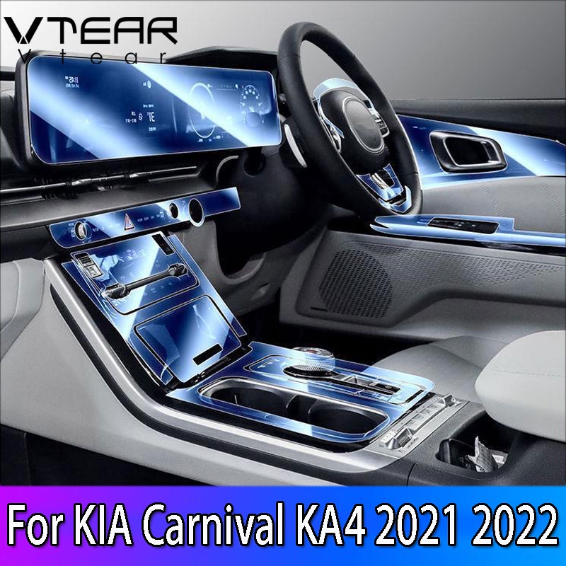 Vtear สติกเกอร์ฟิล์ม TPU ป้องกันรอยขีดข่วน ภายในรถยนต์ สําหรับ Kia Carnival KA4 2024 2023 2022 2021 LHD or RHD
